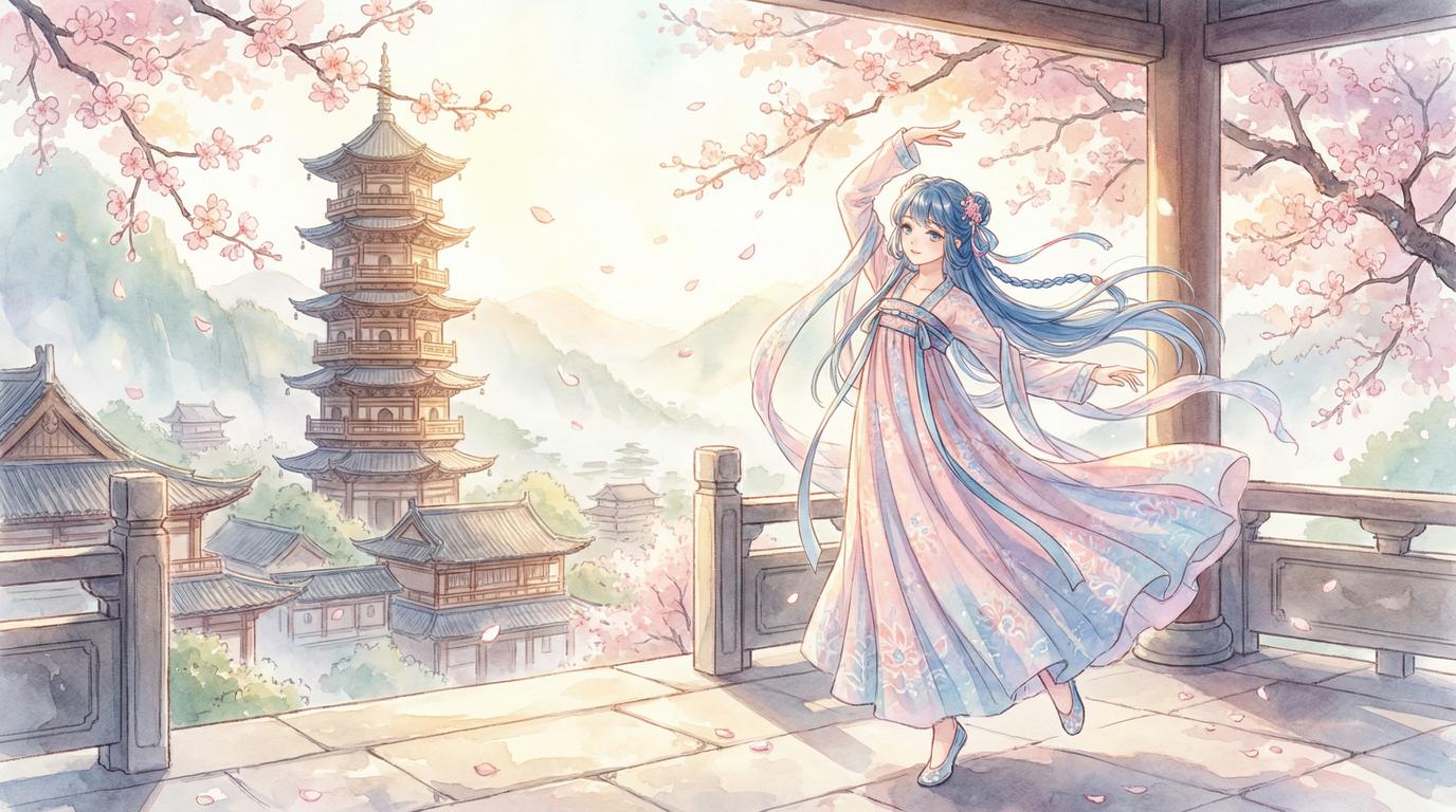 黄色仓库古风汉服舞蹈视频